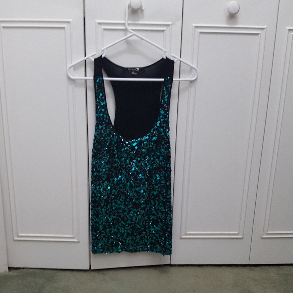 Sequined racer back tank top